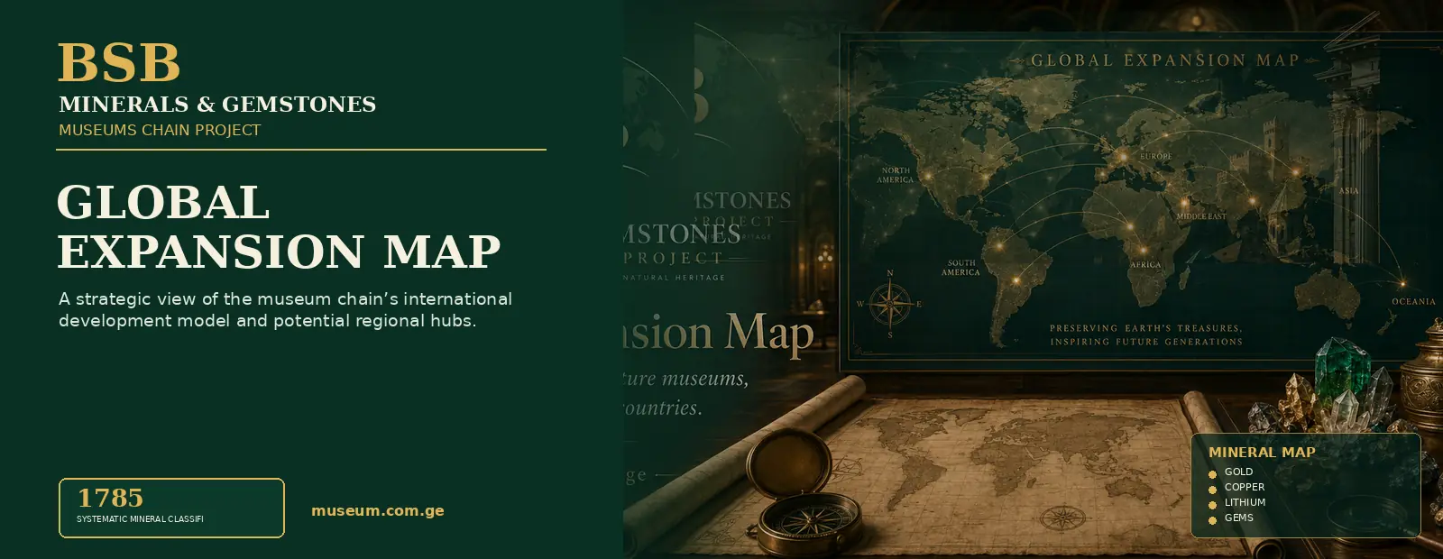 Global Expansion Map — Minerals & Gemstones Museums Chain Project